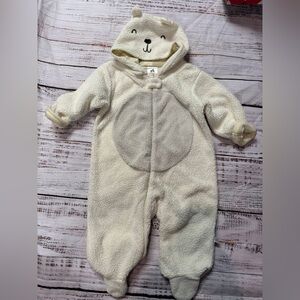 Adorable Cream Bear Hooded Bodysuit for Kids